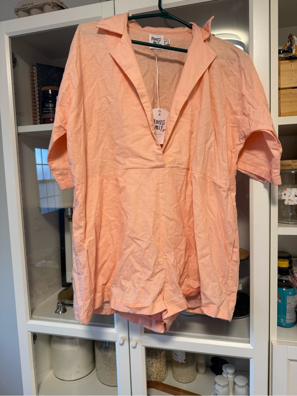 Lightweight V-Neck Peach Romper